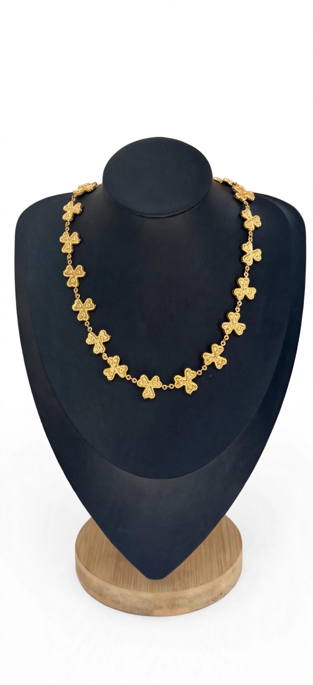 Gold clover station necklace