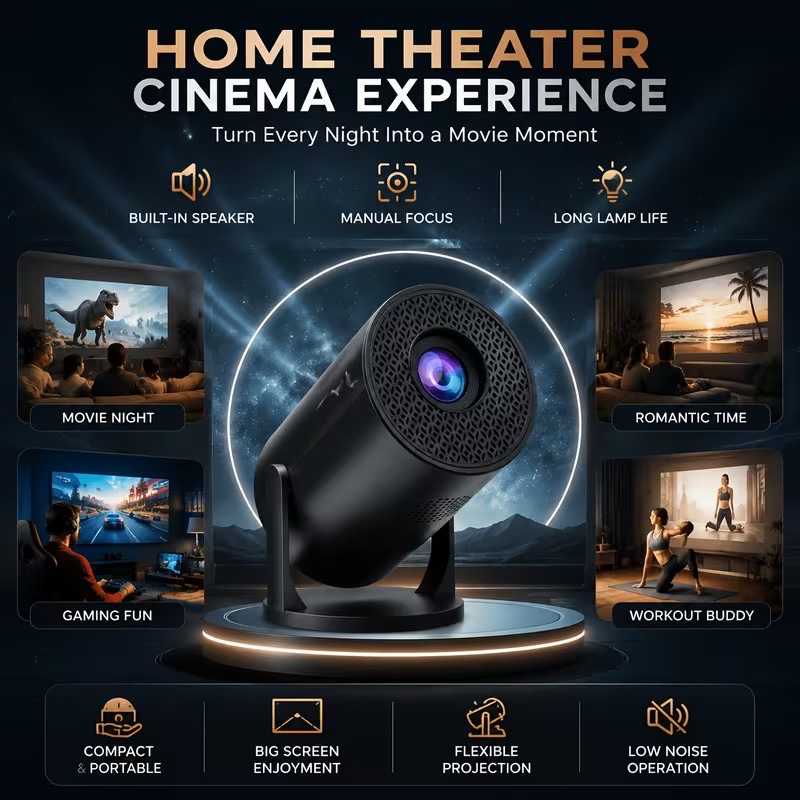 Portable mini led galaxy projector, pocket-sized cinema, supports 1080p, usb pow